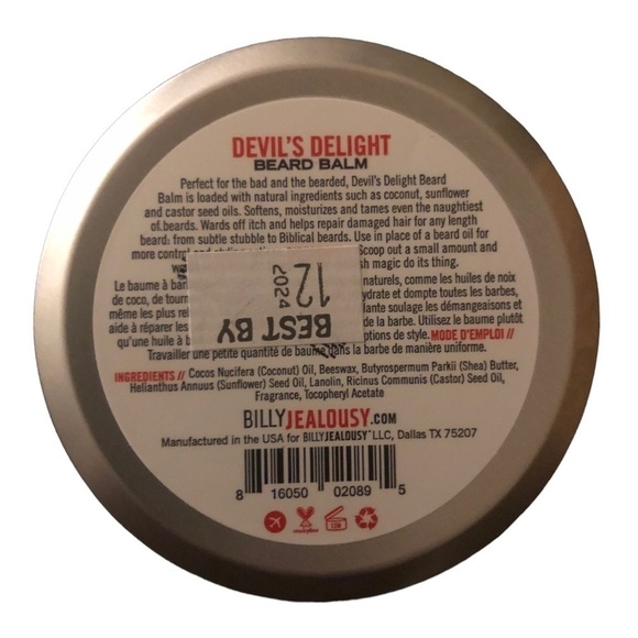 Billy Jealousy Devil’s Delight Beard Balm Soften Smooth Style 2 Oz Can Taming - Picture 2 of 2